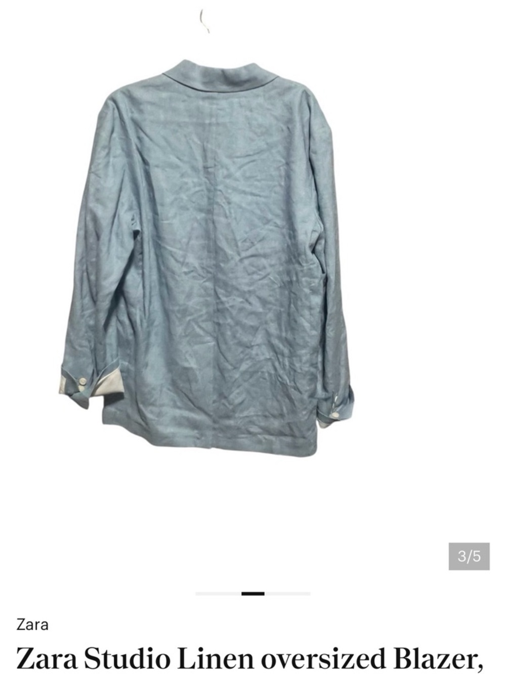 Zara Sky Blue Linen Oversized Blazer - Picture 3 of 4